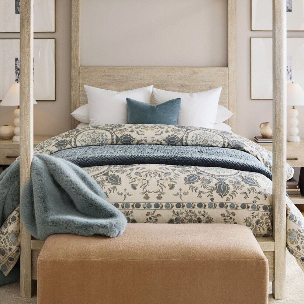 Pottery Barn Lilah Suzani Duvet Cover King / Cal King Floral Embroidered NEW